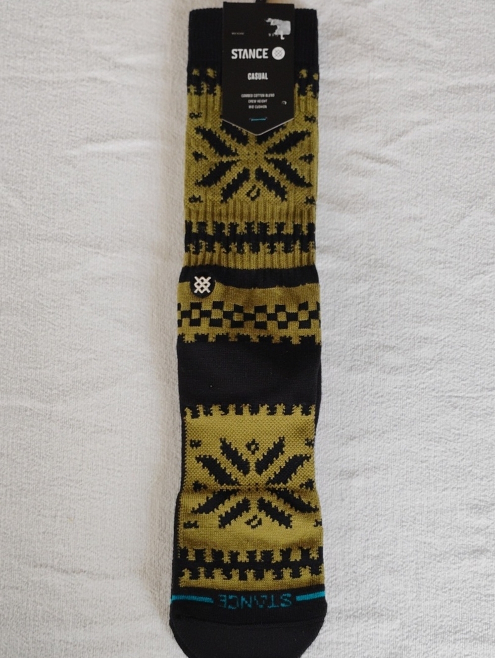 Stance Men’s Black & Olive Patterned Casual Crew Socks Eureka BNWT